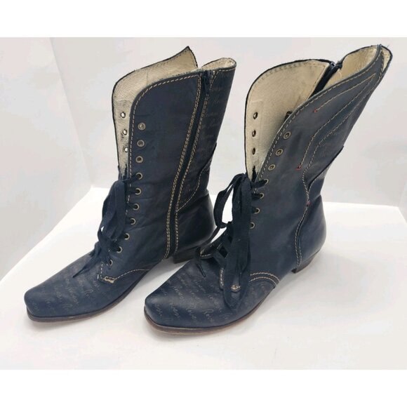 Rovers Mid-calf Boots Womens 39 Black Steampunk Made In Portugal Cow Girl - Picture 7 of 10